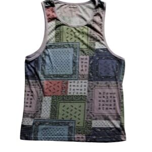 4th Dimension Patchwork Tank Top Sleeveless Casual Paisley Print Top‎ Size M